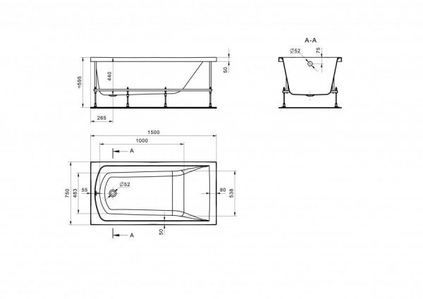 Ванна акриловая прямоугольная Сантек Фиджи 150Х75 белая 1WH501598