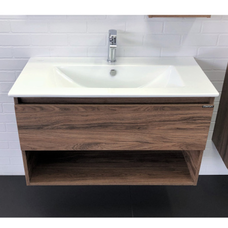 Тумба-умывальник Comforty Бордо-90 дуб темно-коричневый с раковиной Quadro 90