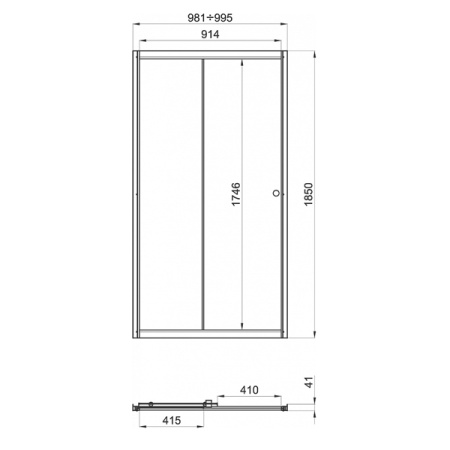 Дверь душевая Тритон Слайд 100*185, стекла с рисунком полосы, белый алюминиевый профиль