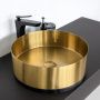 Круглая раковина 40 см из нержавеющей стали Comforty CF8WBTD39K цвет золото с чёрной юбкой, с донным клапаном