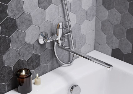 Смеситель для ванны Сантек Нико WH5A12005C001, длинный излив, с аксессуарами, хром