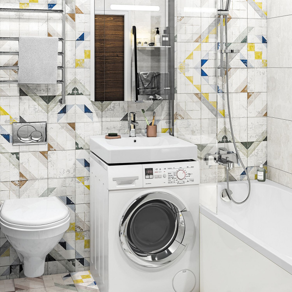 Раковина на стиральную машину Сантек Пилот 60/60 1WH301971 с сифоном и кронштейнами