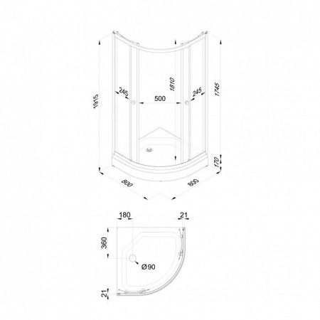 Душевое ограждение Тритон Ультра 80*80 А низкий поддон, сифон D90
