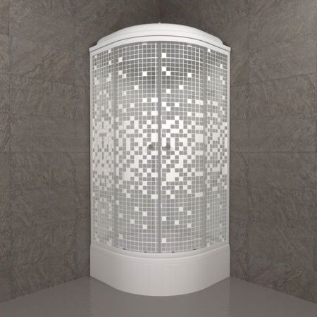 Угловая душевая кабина Тритон Мозаика 90*90 В, средний поддон, сифон D50
