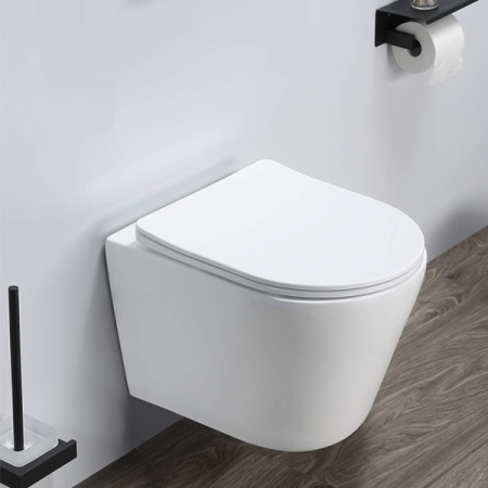 Унитаз подвесной COMFORTY 105 безободковый, сиденье дюропласт softclose тонкое, быстросъёмное