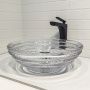 Круглая стеклянная раковина 40 см Comforty CF1G40 прозрачное стекло, кольцевые ребра