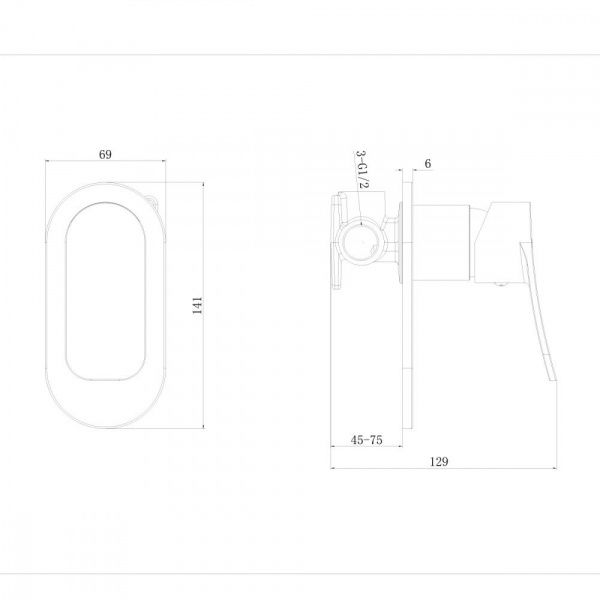 Смеситель для встраиваемых душевых систем на 1 режим AWP Teza S0823C без аксессуаров, хром