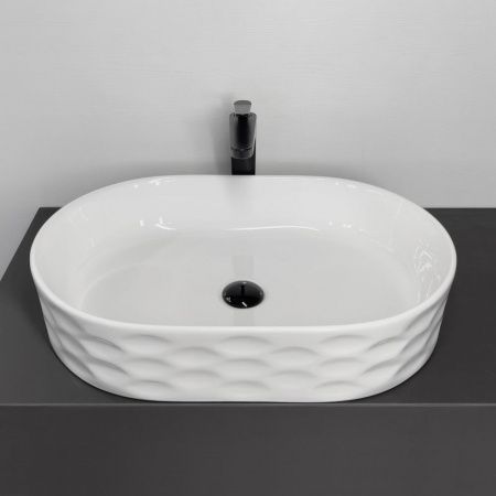 Накладная овальная раковина для ванной HDA091 рифленый борт, фарфор