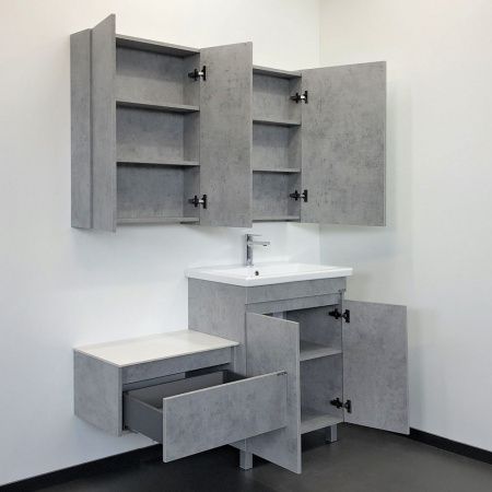 Тумба-умывальник напольная Comforty Осло-70НД бетон светлый с раковиной COMO 70