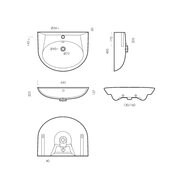 Sanita Luxe. Умывальник "Классик Люкс"  48,5*64,5  белый  SL400101