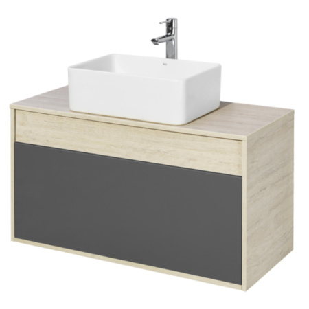 Тумба-умывальник Акватон Лофт Урбан 100 Серый графит/Дуб орегон 1A247701LQX60 с раковиной MILA 350х500