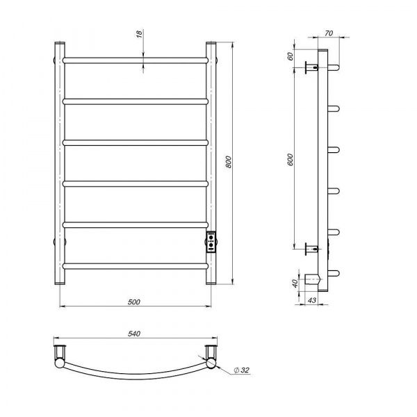 Полотенцесушитель электрический Тругор Пэк сп 5 80х50 ВГП оружейная сталь