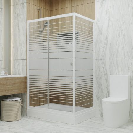 Душевое ограждение Тритон Фьюжн Полосы 120*80 А прямоугольный низкий поддон