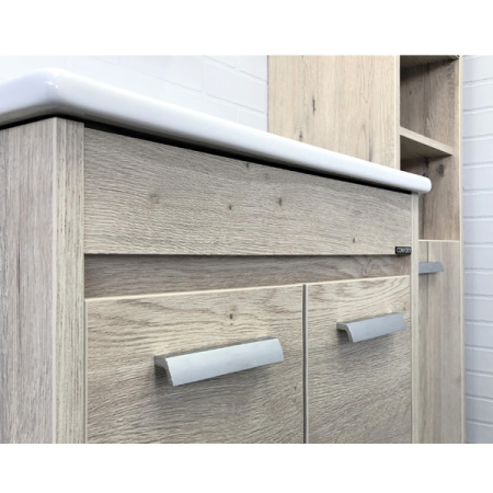 Тумба-умывальник Comforty Марио 60 Дуб дымчатый с раковиной Quadro 60