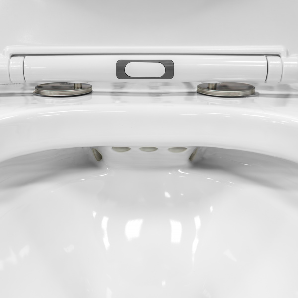 Унитаз подвесной безободковый Comforty CF40503 тонкое сиденье дюропласт с микролифтом