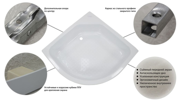 Поддон душевой Тритон ПД4 средней глубины 1/4 круга 90*90 в комплекте Поддон душевой Тритон ПД4 средней глубины 1/4 круга 90*90 в комплекте