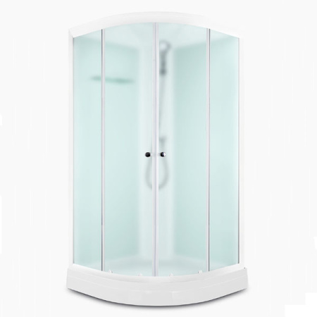 Душевая кабина Domani-Spa Delight Slim 99 900*900*2180 низкий поддон, белая стеклянная задняя панель, сатин матированное стекло, без электрики