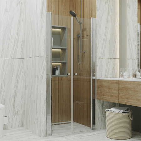 Дверь душевая Тритон Дабл 90*185, прозрачное стекло, хромированный профиль