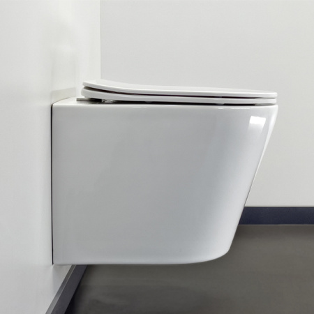 Унитаз подвесной COMFORTY 105 безободковый, сиденье дюропласт softclose тонкое, быстросъёмное