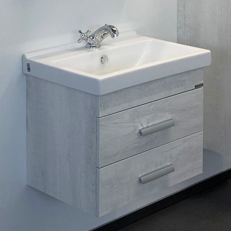 Тумба-умывальник Comforty Никосия 60П дуб белый с раковиной Fest 60 F01