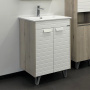 Тумба-умывальник Comforty Клеон 60Н белый/дуб дымчатый с раковиной Quadro 60