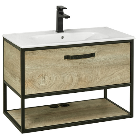 Тумба-умывальник Акватон Лофт Фабрик 80 Дуб Эндгрейн 1A242401LTDU0 с раковиной Victoria-N 800х460