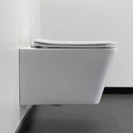 Готовый комплект Comforty 00-00022740CF: безободковый подвесной унитаз 106 + инсталляция CF3GT1900-10BL с черной матовой клавишей