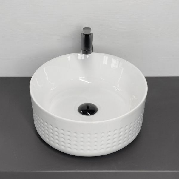 Накладная круглая раковина с высоким скошенным бортом Comforty HDA088A фарфор, белая