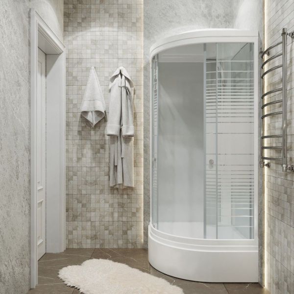 Угловая душевая кабина Тритон Полосы 100*100 В средний поддон, сифон D50 клик клак