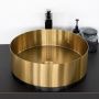 Круглая раковина 40 см из нержавеющей стали Comforty CF8WBTD39K цвет золото с чёрной юбкой, с донным клапаном