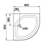 Поддон душевой Тритон ПД22, 1/4 круга, низкий 80х80 в комплекте
