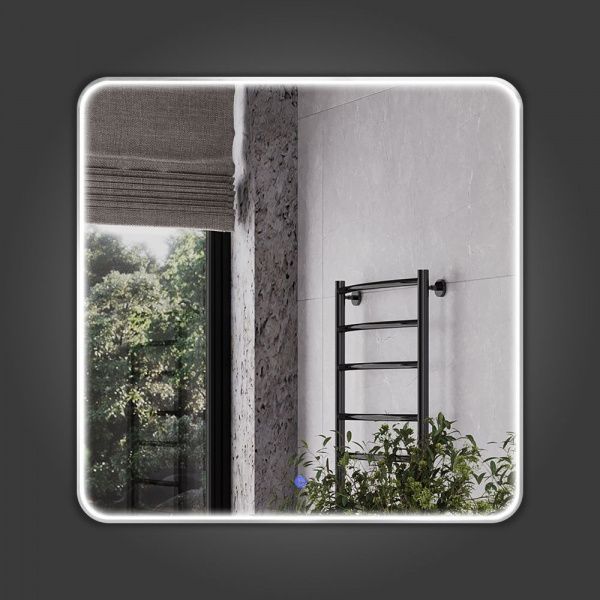 Зеркало в серебряной алюминиевой раме 80 см Comforty Сириус-80 LED IC-подсветка холодный свет, сенсор