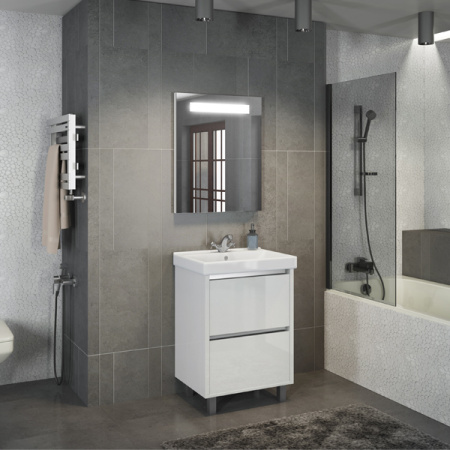Comforty. Тумба-умывальник "Дублин-60" белый глянец с раковиной Comforty 8056