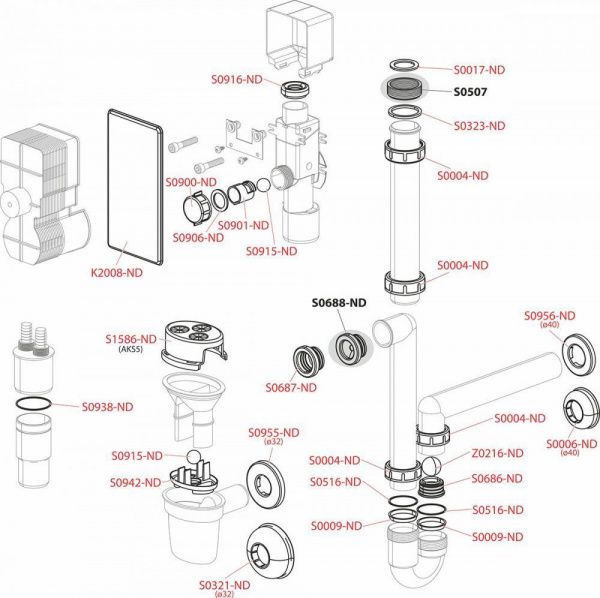 Сифон воронкообразный для сбора конденсата AlcaPlast AKS5