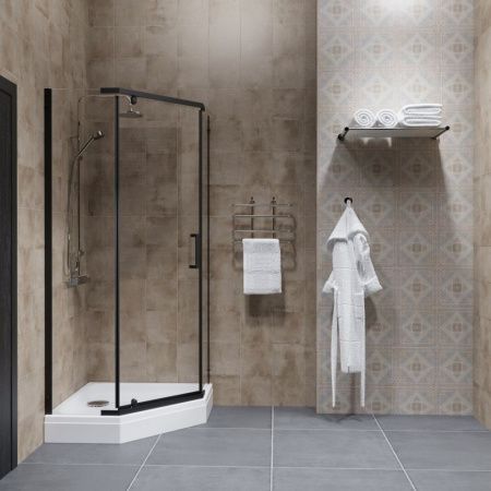 Душевое ограждение Тритон Дека-Блэк 90х90, пятиугольное, низкий поддон, сифон D90 мм