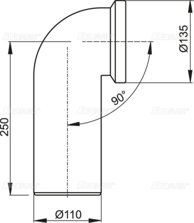 AlcaPlast. Колено для унитаза 90°, A90-90