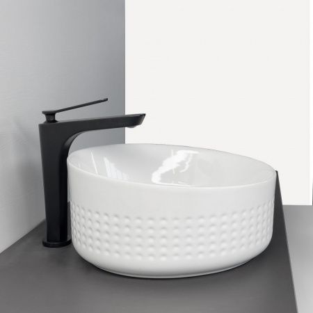 Накладная круглая раковина с высоким скошенным бортом Comforty HDA088A фарфор, белая