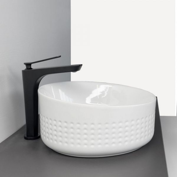 Накладная круглая раковина с высоким скошенным бортом Comforty HDA088A фарфор, белая