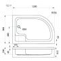 Асимметричный душевой поддон Тритон ПД18 120*80 1/4 круга, средний с сиденьем, левый в комплекте