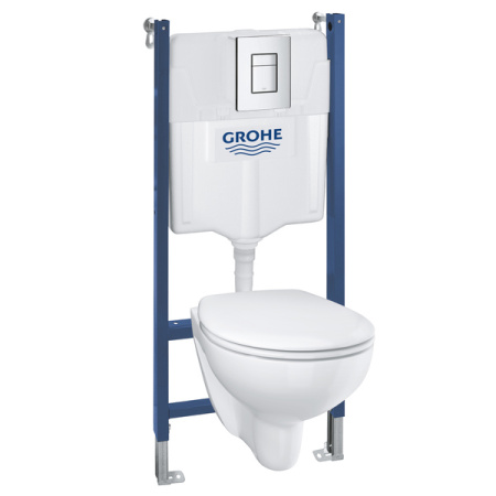 Grohe. Инсталляция Solido 4 в 1 с подвесным унитазом Bau Ceramic с сиденьем микролифт (39351000), сиденьем и панелью смыва Skate Cosmopolitan (38732000), шумоизоляция, 39586000