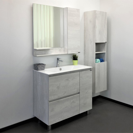 Comforty. Тумба-умывальник Верона-90 дуб белый с раковиной Quadro 90