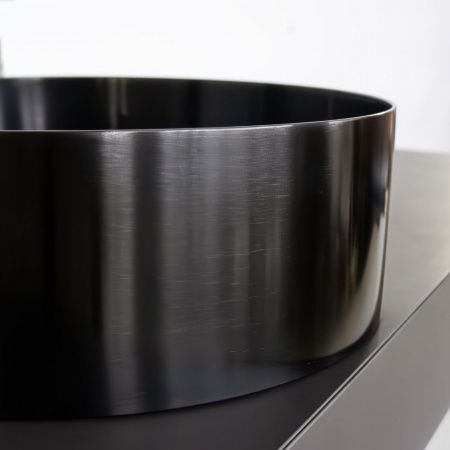 Круглая накладная раковина 40 см из нержавеющей стали Comforty CF8WBTD39NMBG цвет графит, с донным клапаном