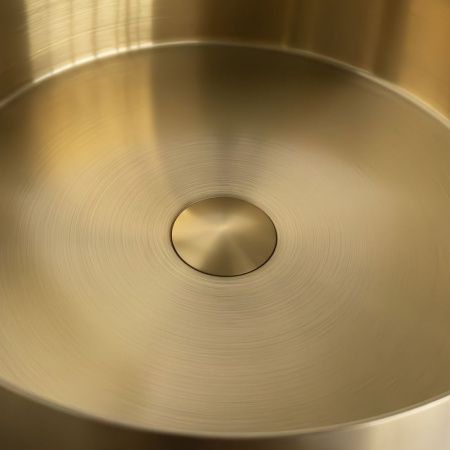 Круглая накладная раковина 40 см из нержавеющей стали Comforty CF8WBTD39G цвет золото, с донным клапаном