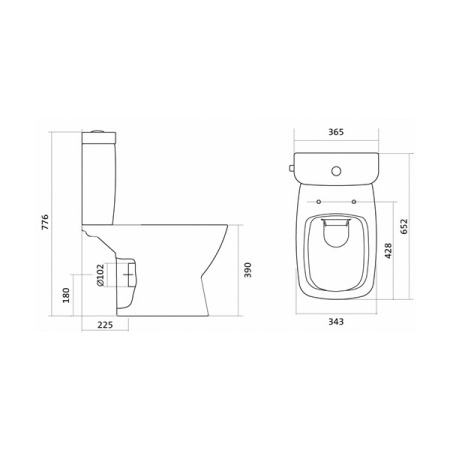 Santek. Унитаз-компакт "Нео", безободковый rimless 1WH302418, универсальный выпуск, двухрежимная арматура Oliveira, сиденье дюропласт softclose тонкое