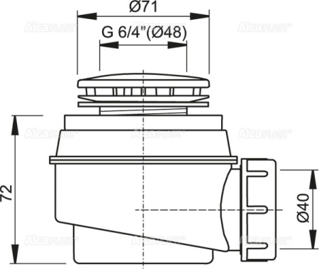 AlcaPlast. Сифон для душевого поддона, d 50 мм, хромированный, A47CRPR.50