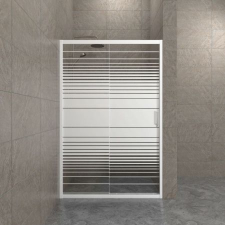 Дверь душевая Тритон Слайд 100*185, стекла с рисунком полосы