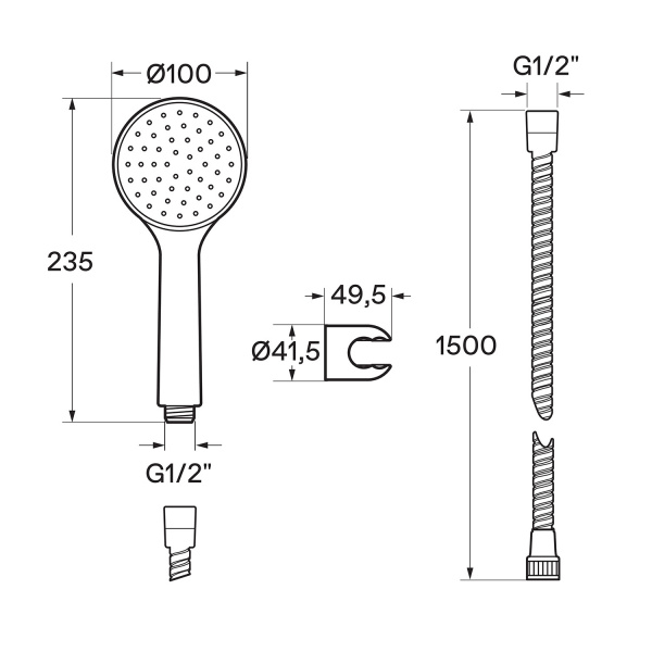 Смеситель для душа Сантек Таос WH5A20009N001 чёрный матовый, с аксессуарами