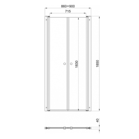 Дверь душевая Тритон Дабл 90*185, прозрачное стекло, хромированный профиль