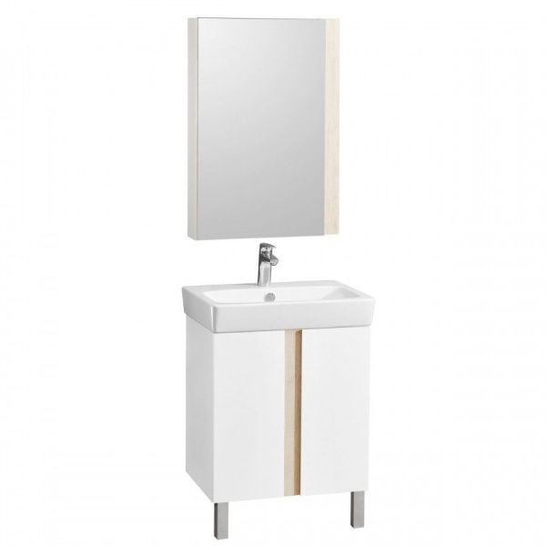 Тумба-умывальник Акватон Кантри 60 Белый/Дуб Верона 1A257401AHB20 с раковиной Нео 60 см