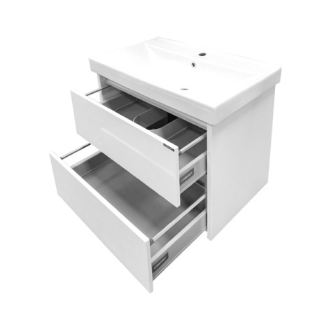 Comforty. Тумба-умывальник Дублин-75 белый глянец с раковиной Comforty 8057